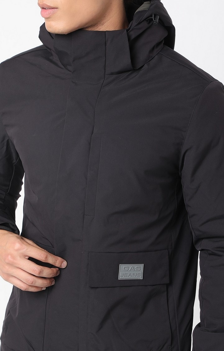 Regular Fit Full Sleeve Hooded Neck Solid Polyester Jacket
