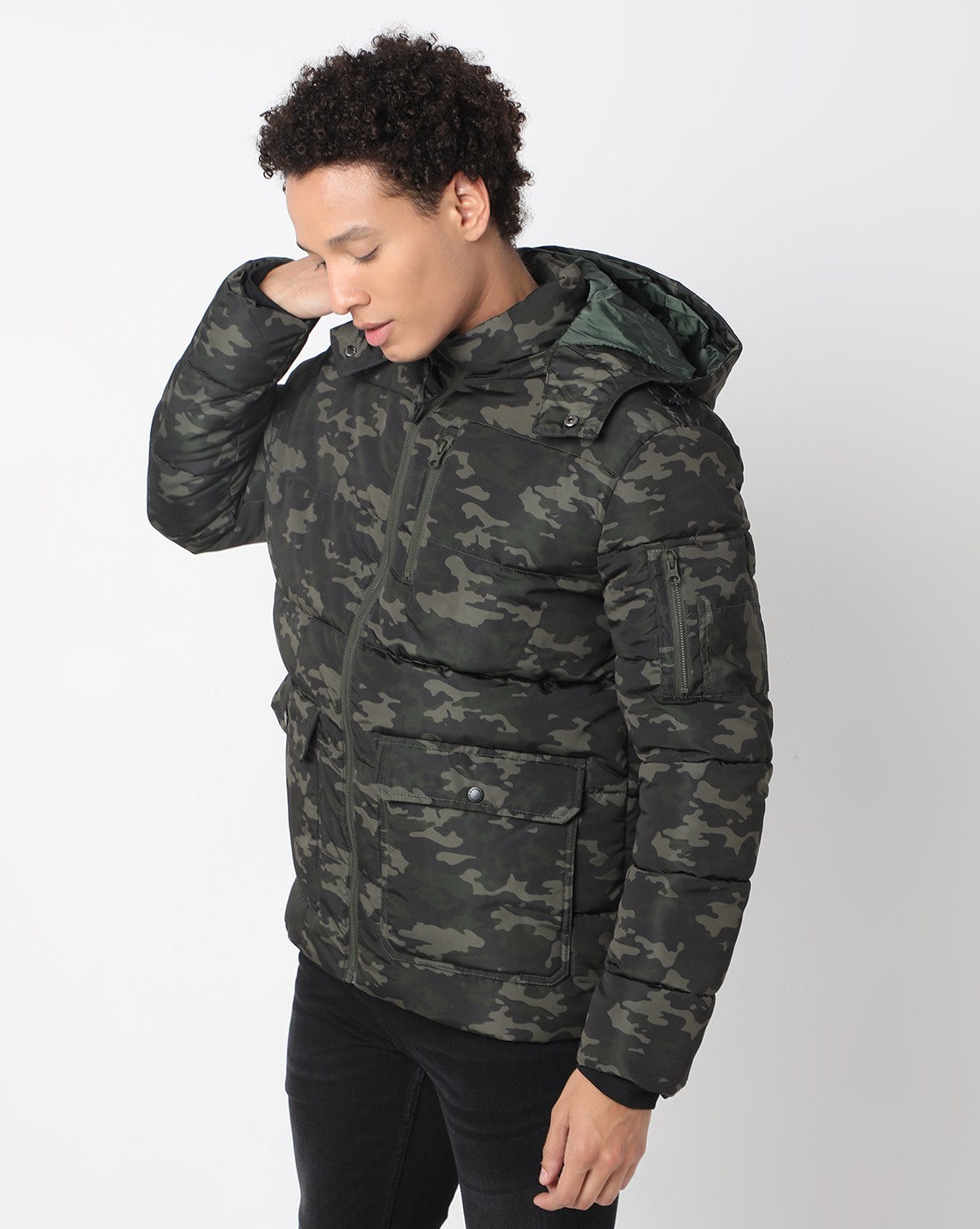 Mens camo puffer discount