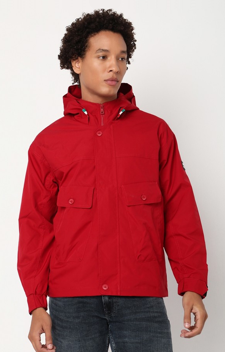 Regular Fit Full Sleeve Hooded Neck Colourblock Nylon Jacket