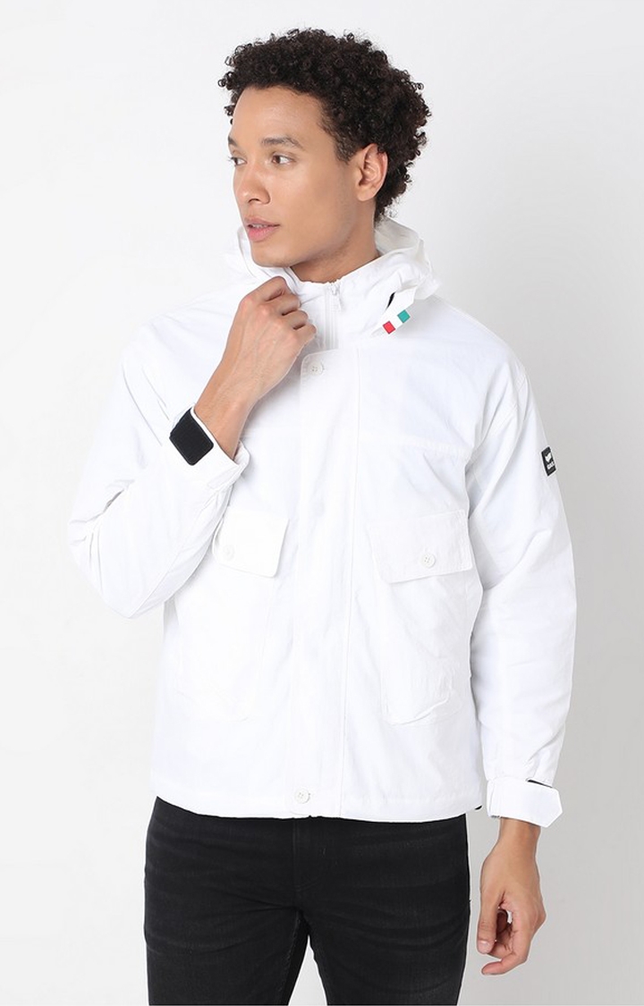 GAS | Regular Fit Full Sleeve Hooded Neck Colourblock Nylon Jacket