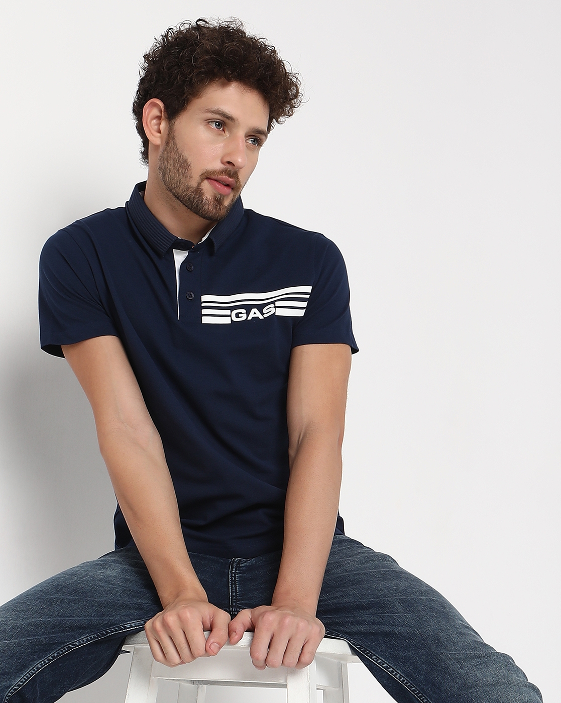GAS | Slim Fit Short Sleeve Solid Cotton Lycra Polo T-Shirt