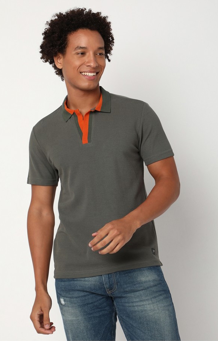 GAS | Regular Fit Half Sleeve Open Collar Solid Polycotton Polo T-Shirt