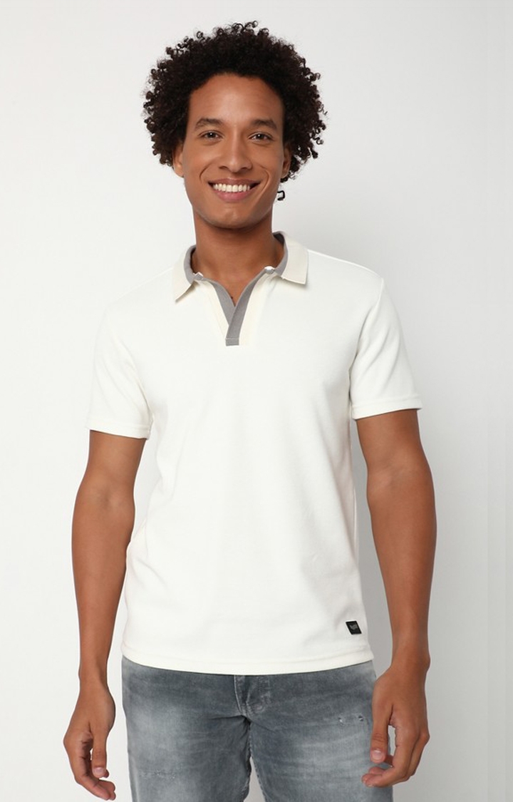 GAS | Regular Fit Half Sleeve Open Collar Solid Polycotton Polo T-Shirt