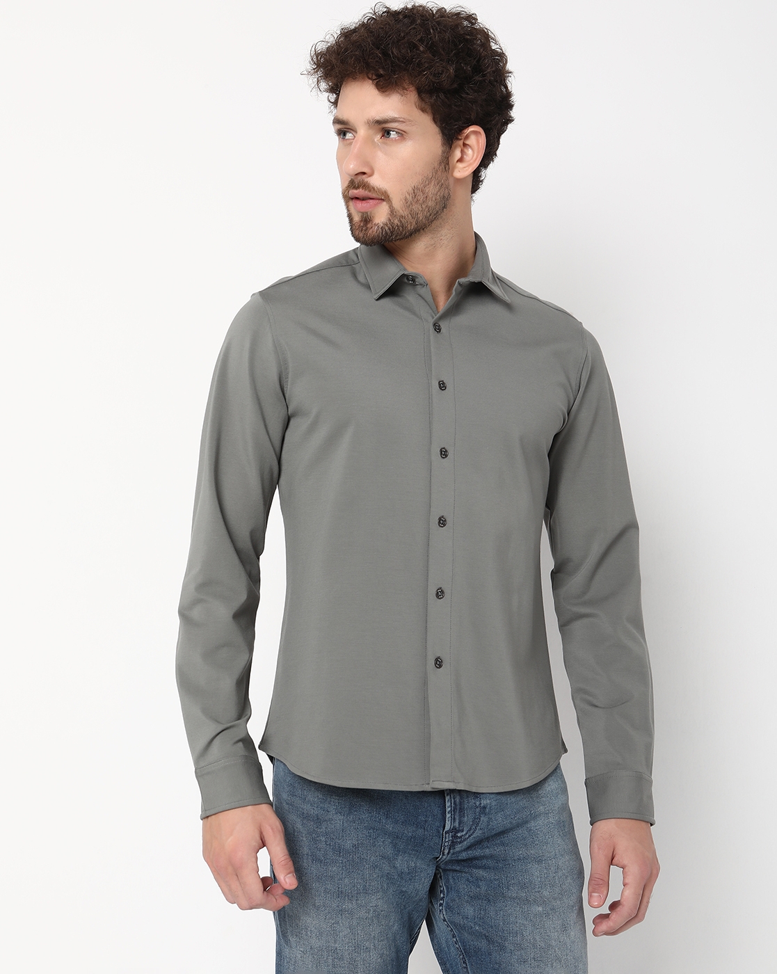 GAS | Regular Fit Full Sleeve Solid Nylon Shirts