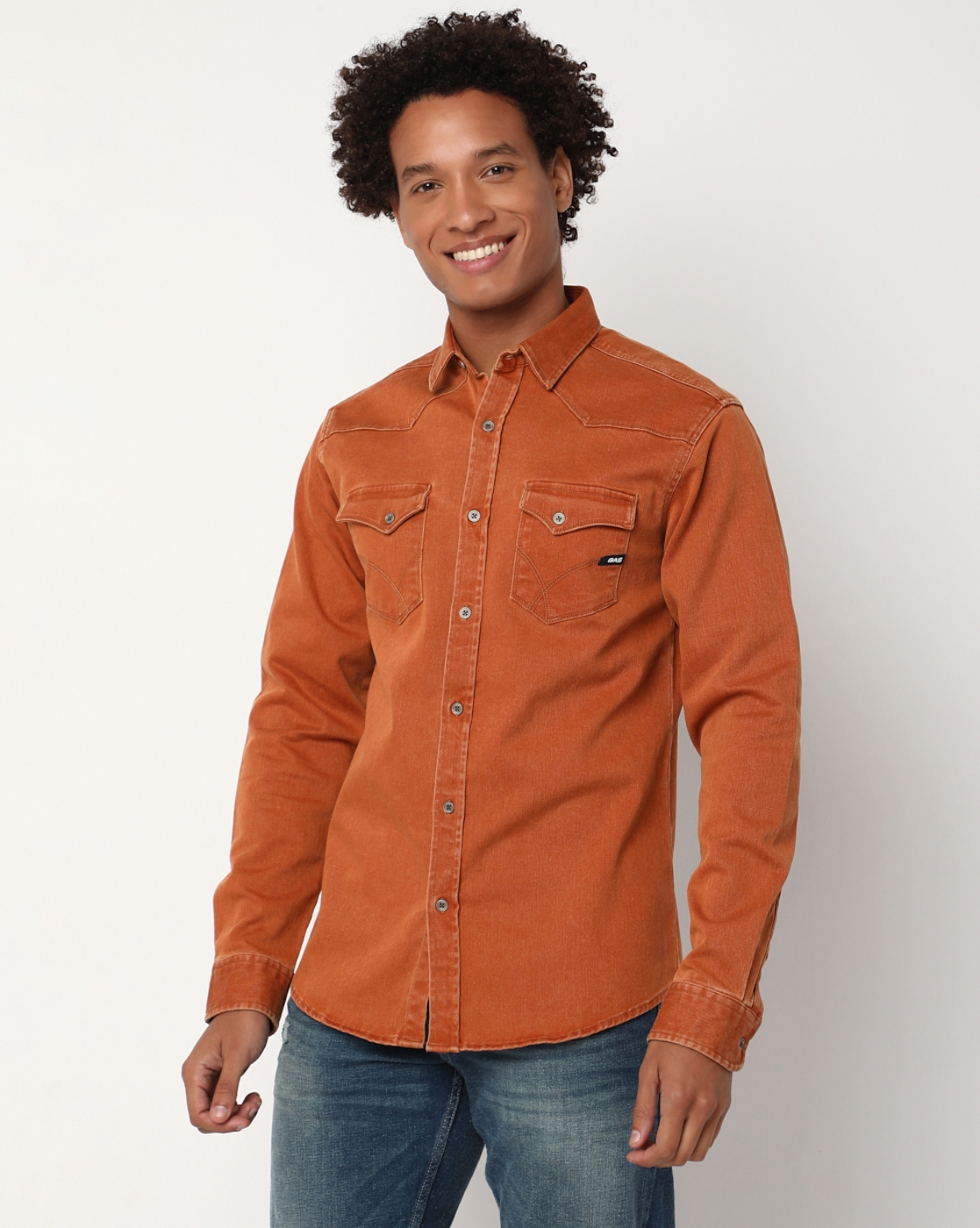 GAS | Regular Fit Full Sleeve Solid Polycotton Shirts