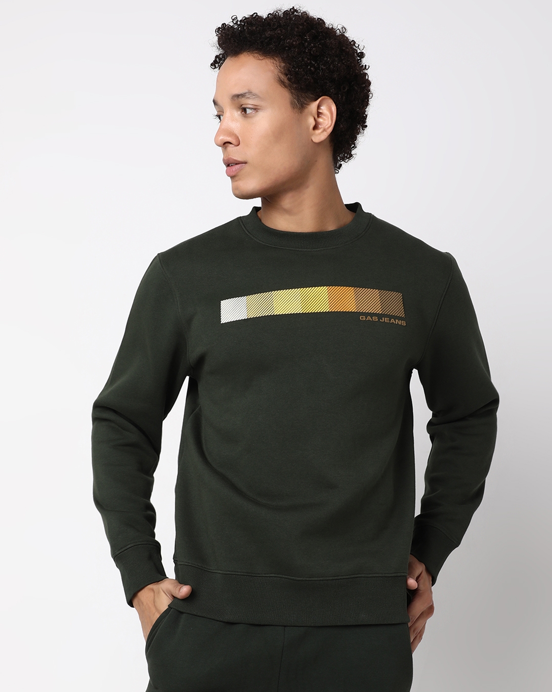 GAS | Regular Fit Full Sleeve Rib Neck Graphic Polycotton Sweatshirts