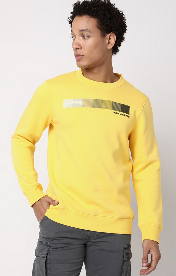 GAS | Regular Fit Full Sleeve Rib Neck Graphic Polycotton Sweatshirts