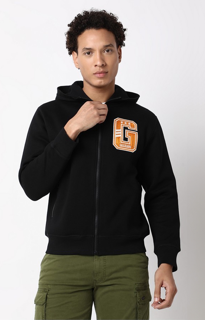 GAS | Regular Fit Full Sleeve Hooded Neck Typography Polycotton Sweatshirts