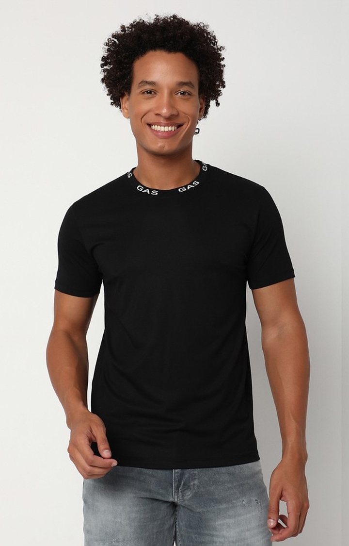 GAS | Slim Fit Half Sleeve Crew Neck Solid Nylon T-Shirt