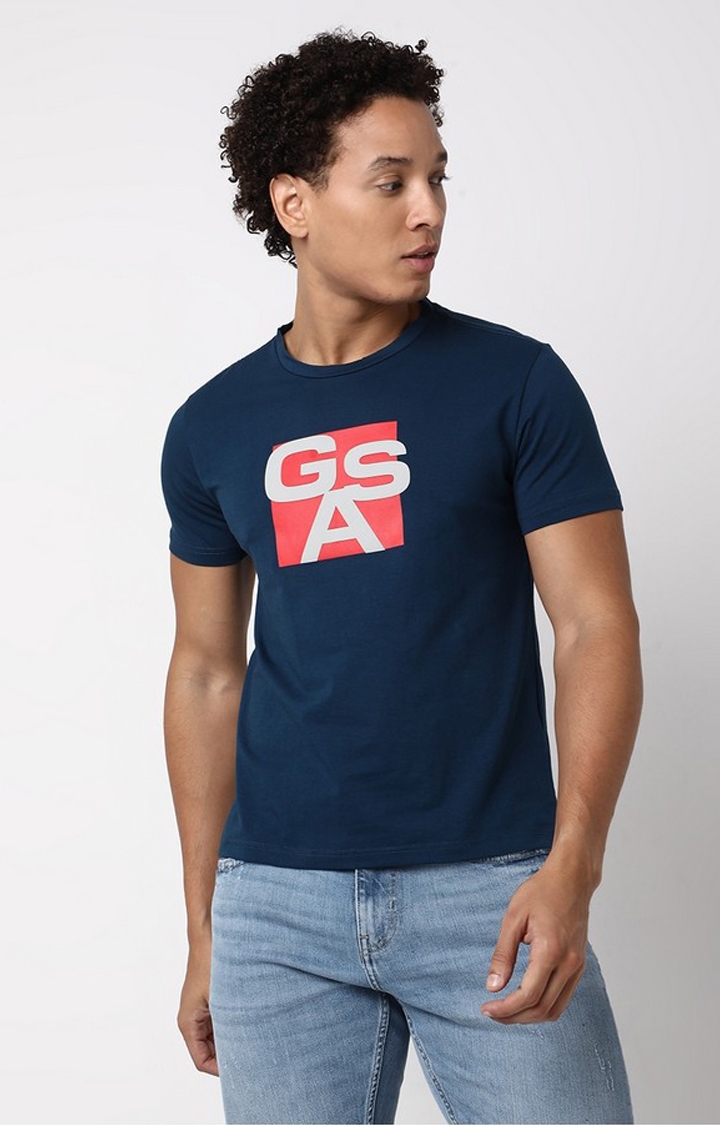 GAS | Regular Fit Half Sleeve Crew Neck Brand Carrier Cotton T-Shirt