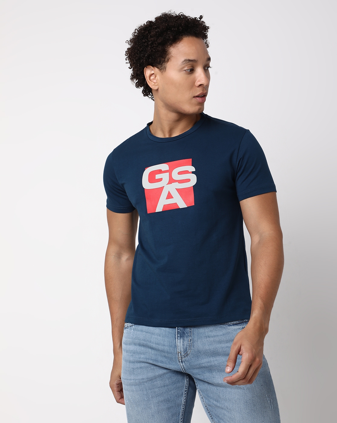 GAS | Regular Fit Half Sleeve Crew Neck Brand Carrier Cotton T-Shirt