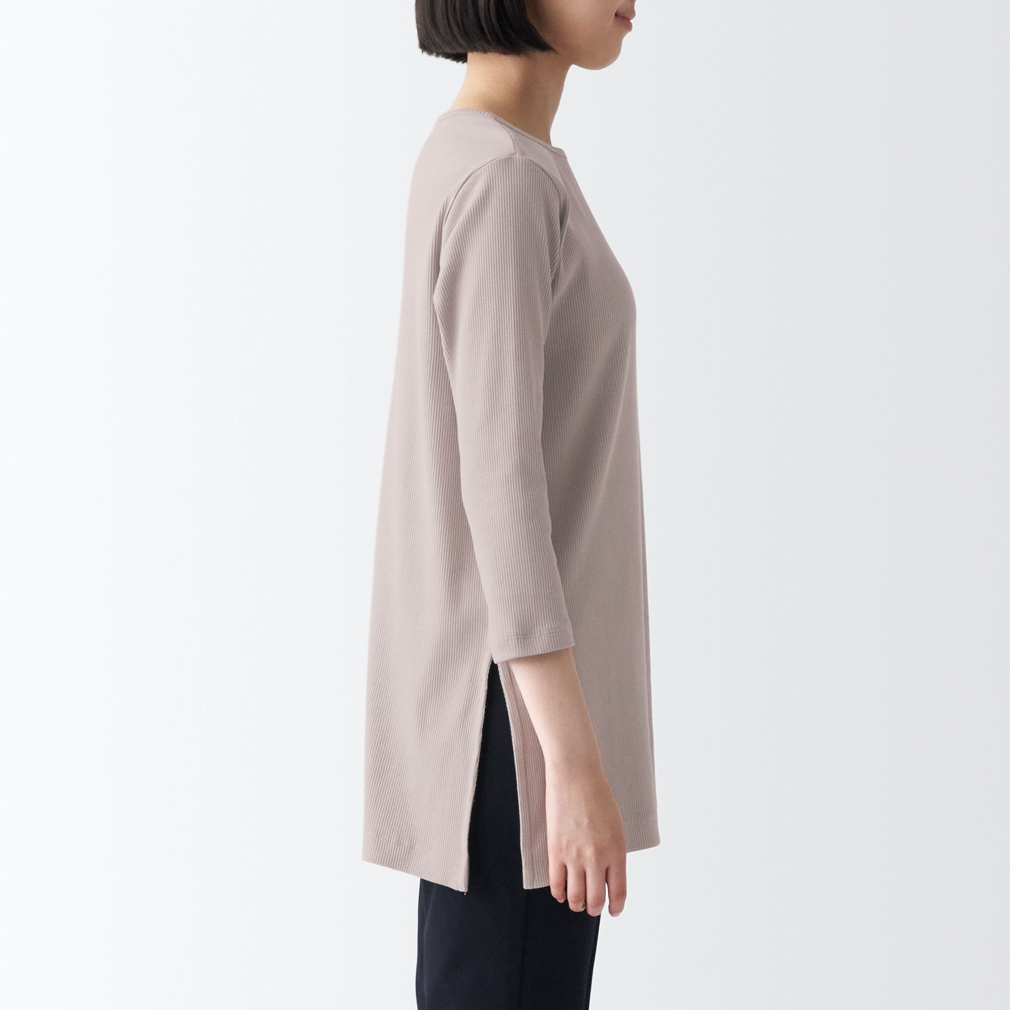 Stretch ribbed 3/4 sleeve tunic