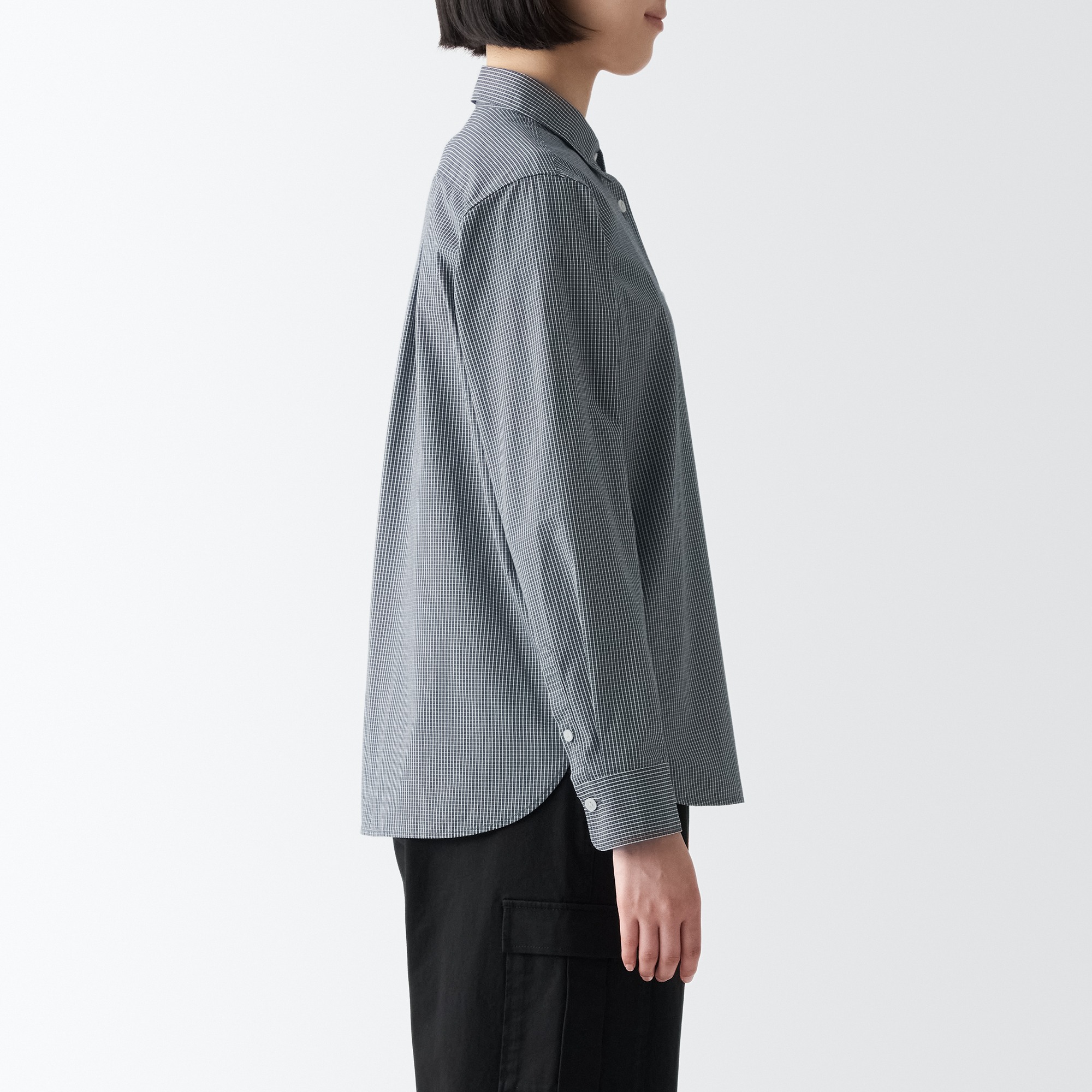 Washed broadcloth Regular collar Long Sleeve shirt