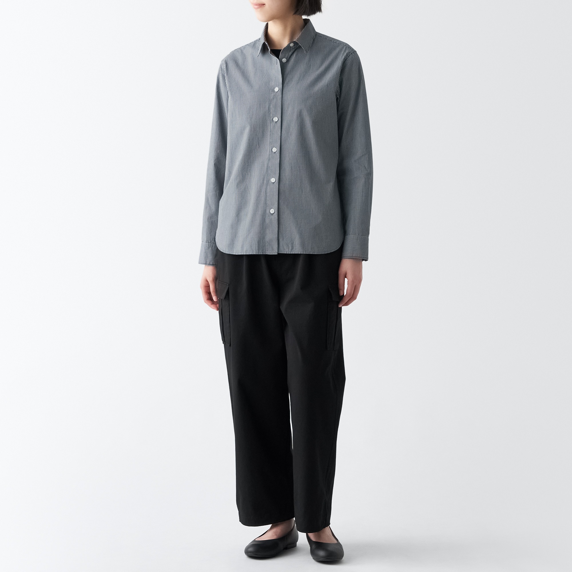 Washed broadcloth Regular collar Long Sleeve shirt