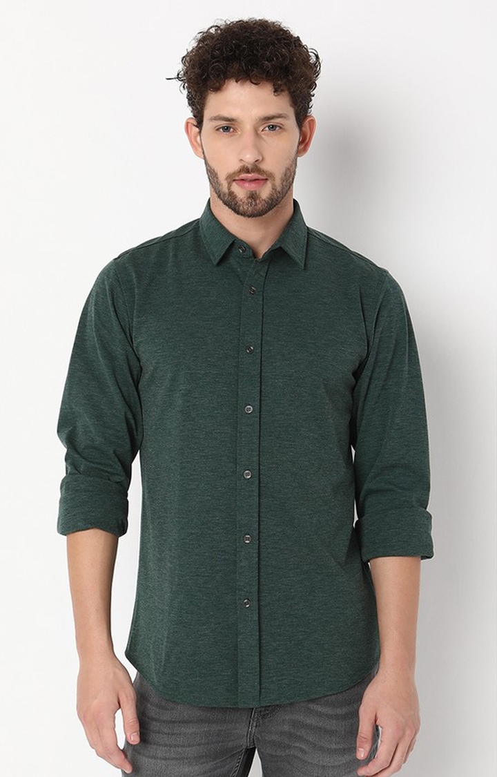 Slim Fit Full Sleeve Solid Polyester Shirts