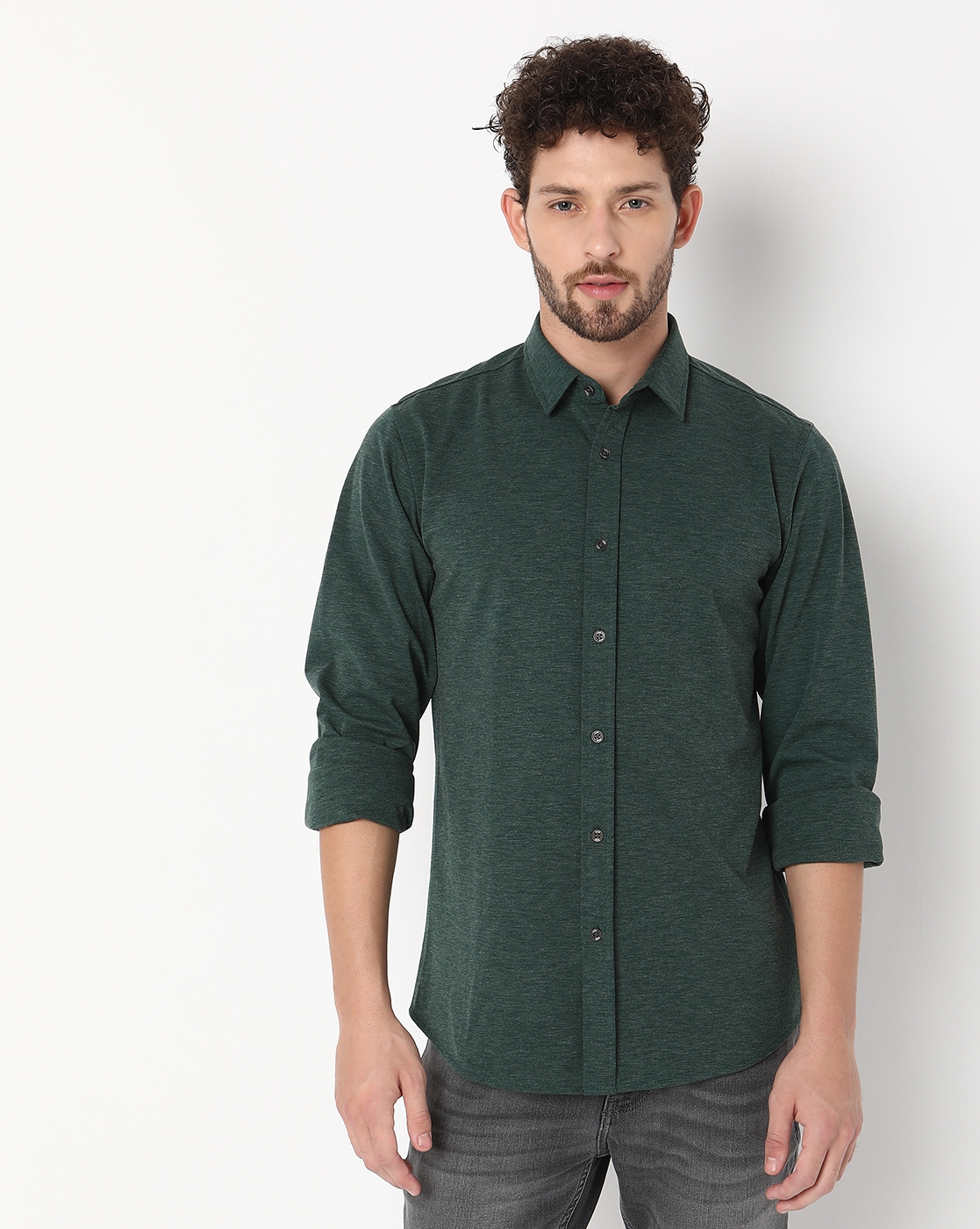 GAS | Slim Fit Full Sleeve Solid Polyester Shirts