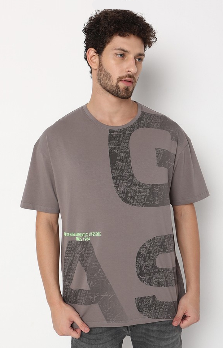 GAS | Boxy Fit Short Sleeve Crew Neck Brand Carrier Cotton Lycra T-Shirt