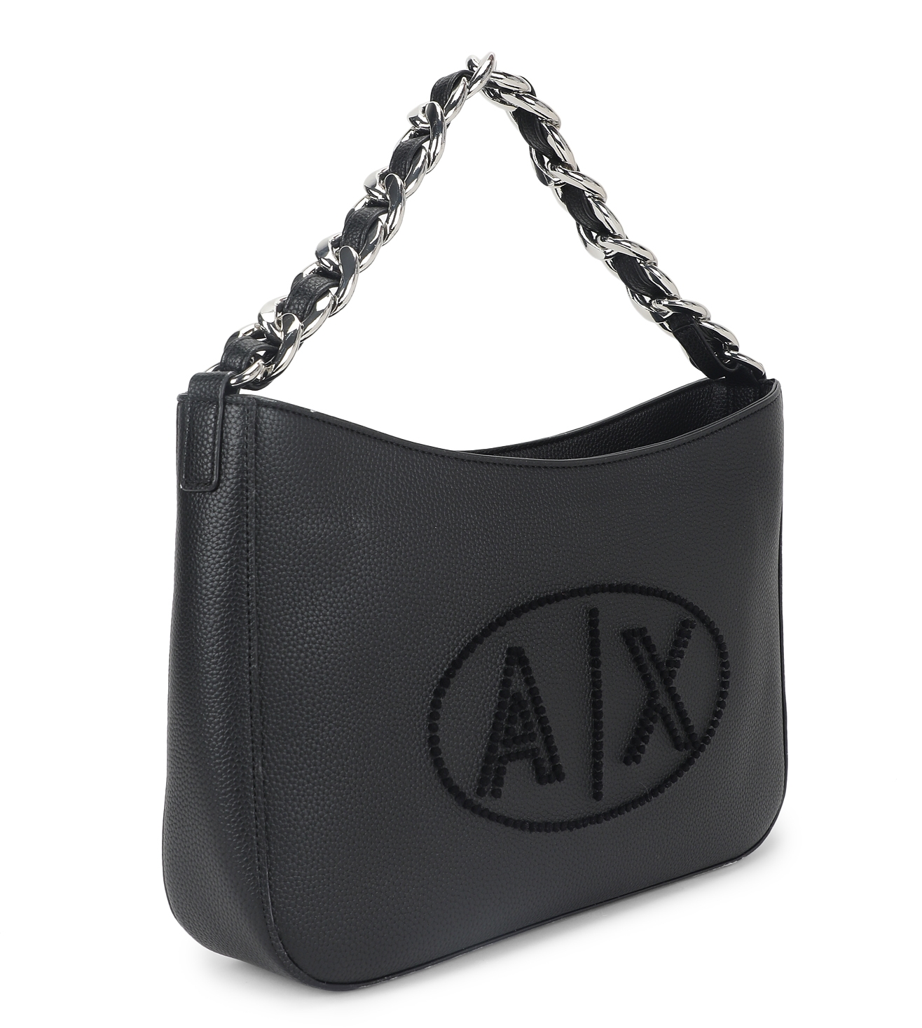 Armani Exchange matte black Tote bag, with embossed logotypes print  942646CC793100020