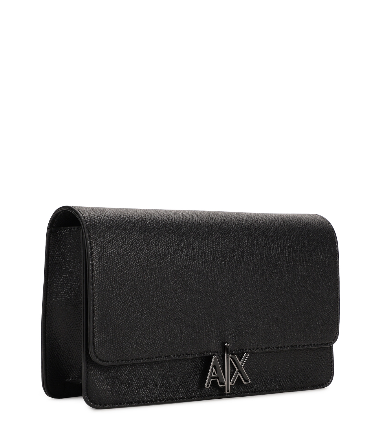 Armani Exchange Black Medium Flap Crossbody Bag at FORZIERI