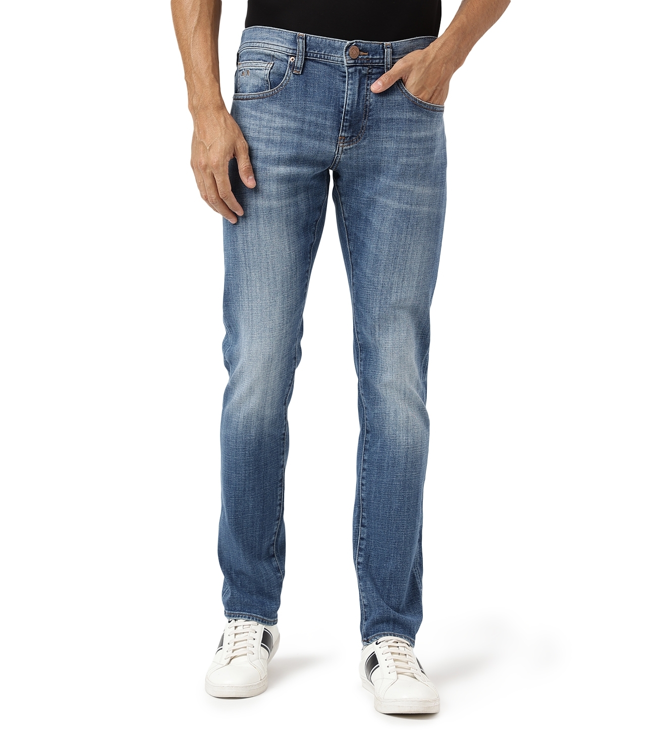 J13 Slim Fit Washed Jeans With Whiskers