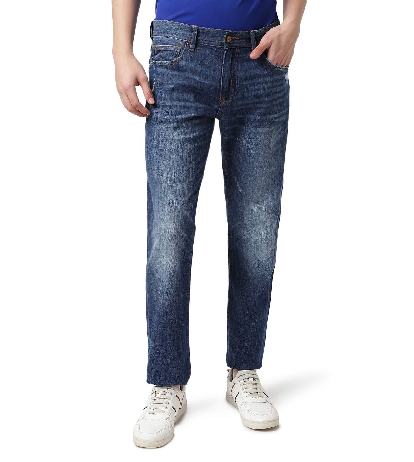 J16 Straight Fit Jeans With Whiskers