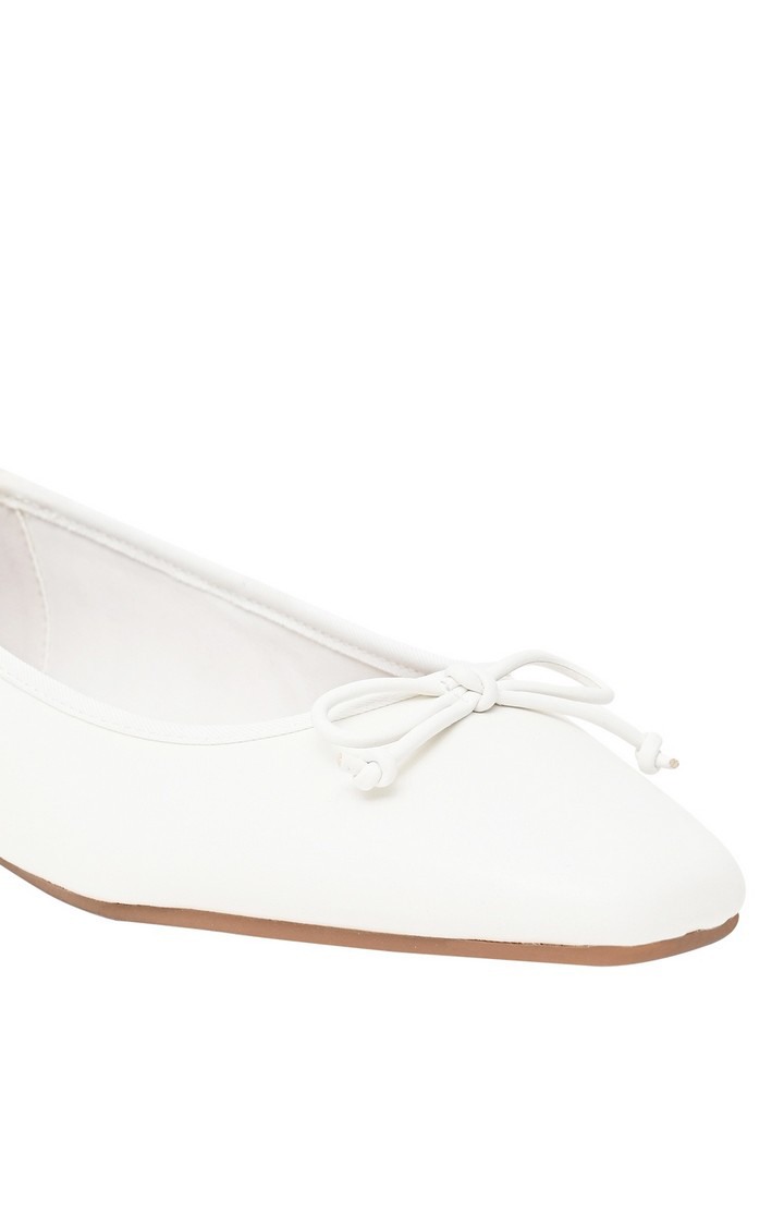 Gizelle White Closed Flats & Ballerinas