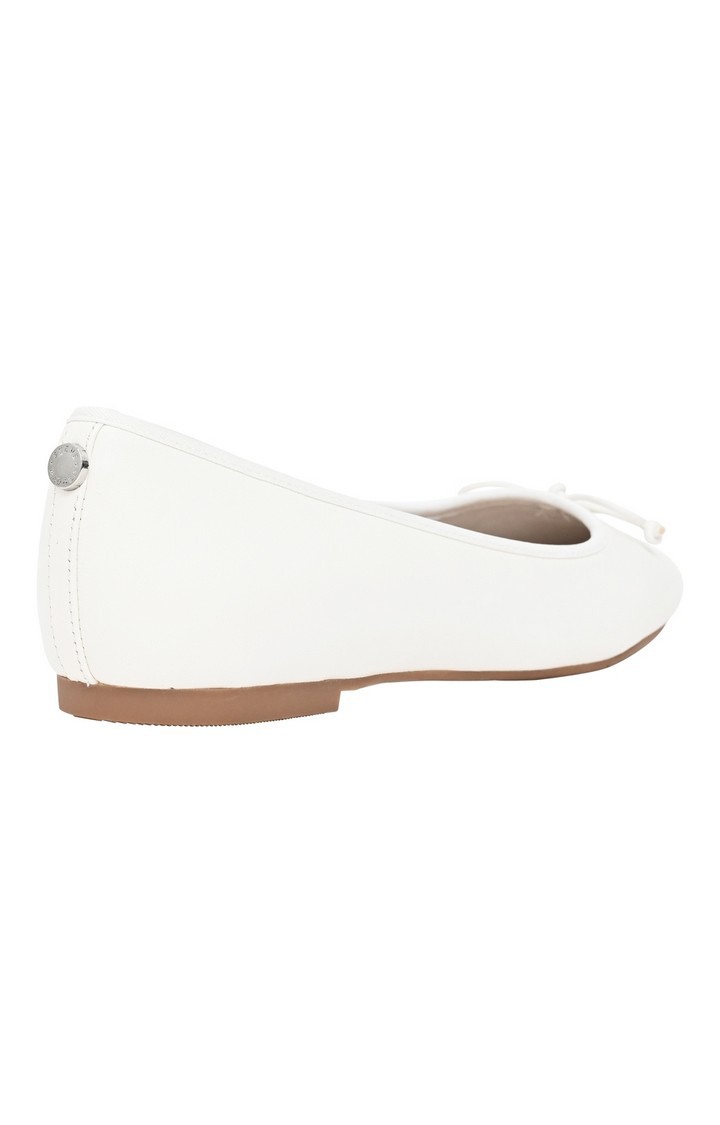 Gizelle White Closed Flats & Ballerinas