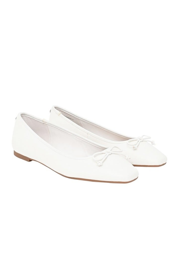 Gizelle White Closed Flats & Ballerinas