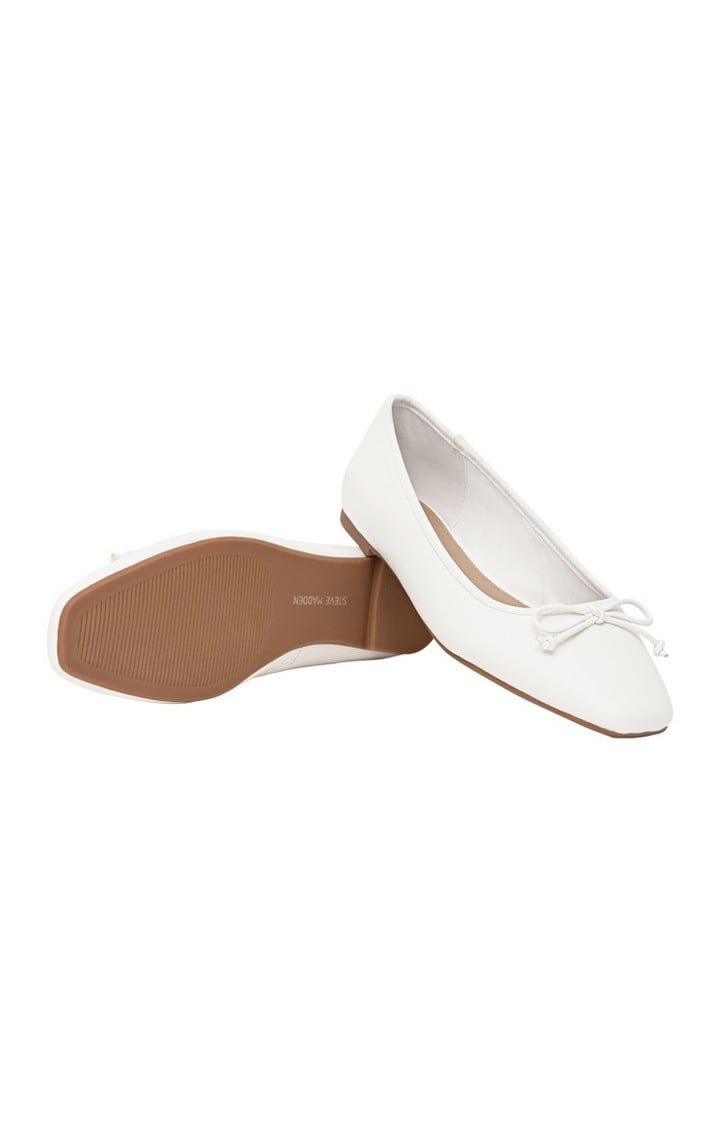 Gizelle White Closed Flats & Ballerinas