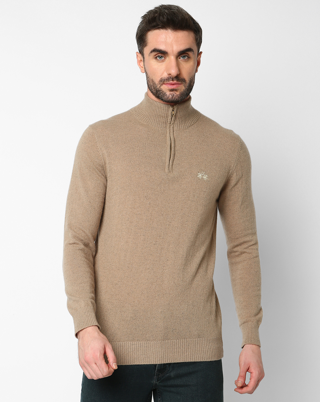 La Martina Men's Long-Sleeved High-Neck Lambswool Solid Sweater