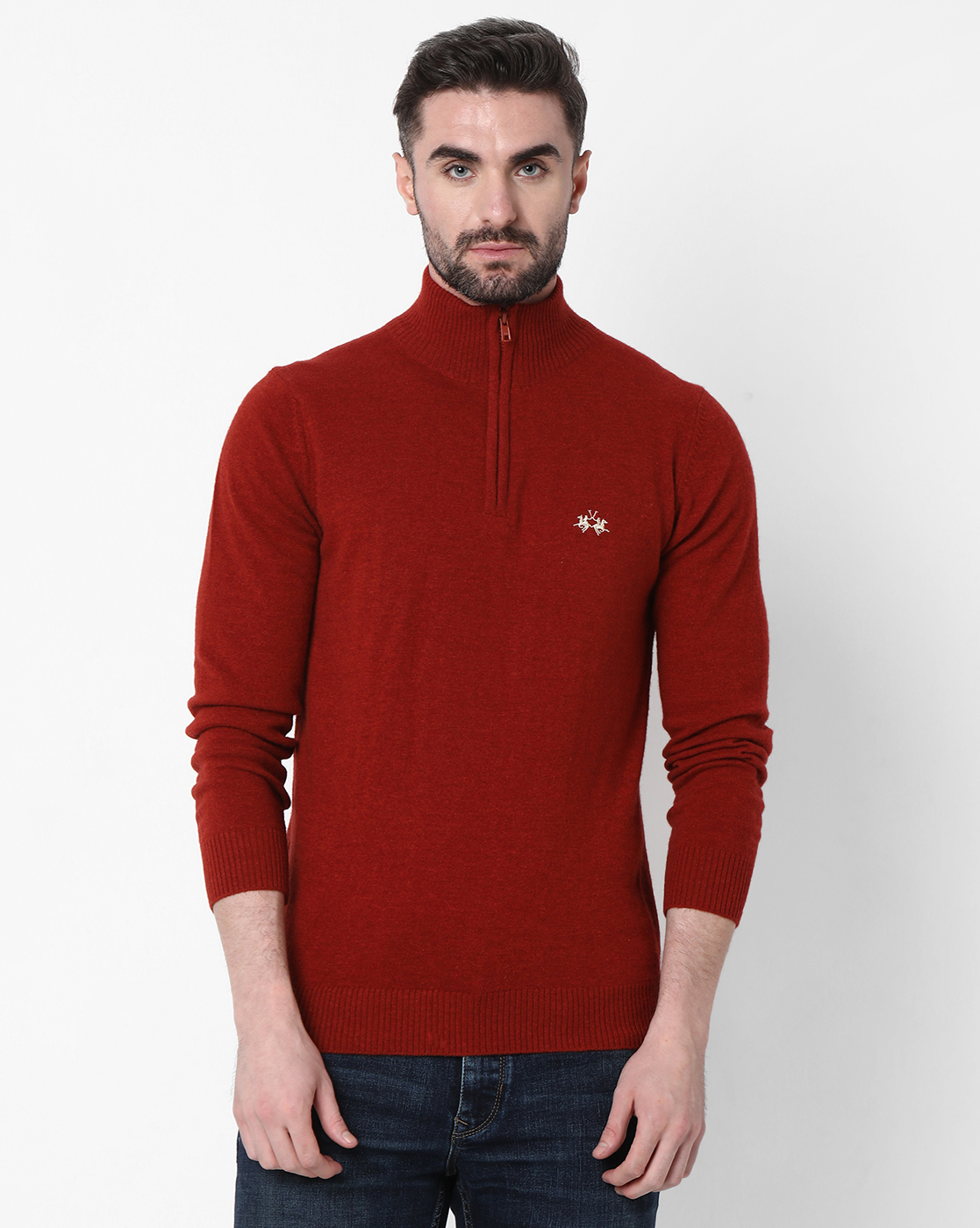 La Martina Men's Long-Sleeved High-Neck Lambswool Solid Sweater