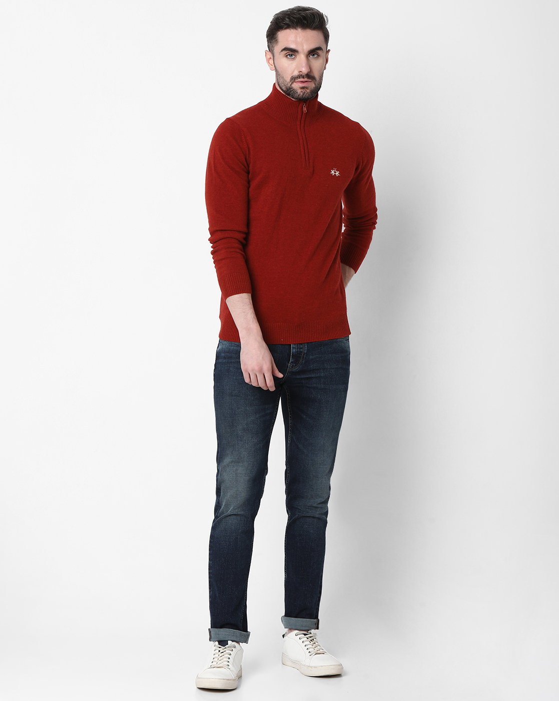 La Martina Men's Long-Sleeved High-Neck Lambswool Solid Sweater