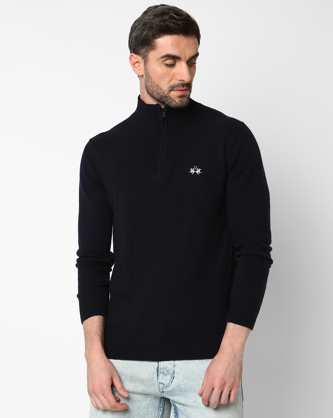 La Martina Men's Long-Sleeved High-Neck Lambswool Solid Sweater