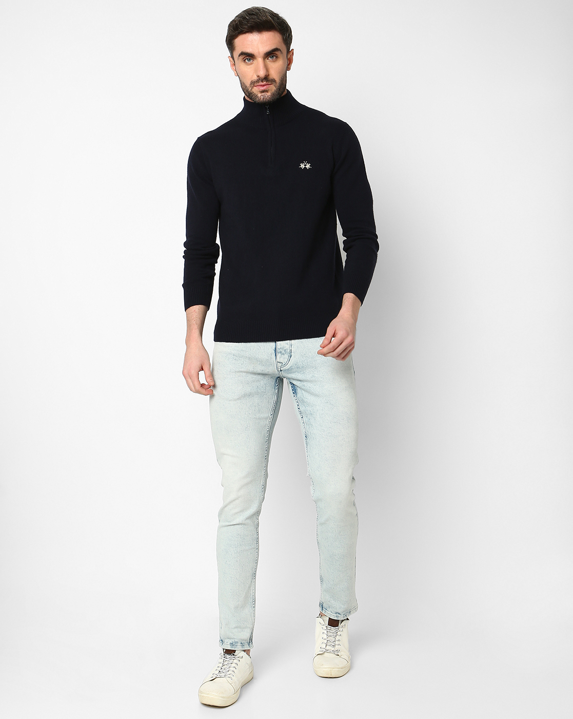 La Martina Men's Long-Sleeved High-Neck Lambswool Solid Sweater