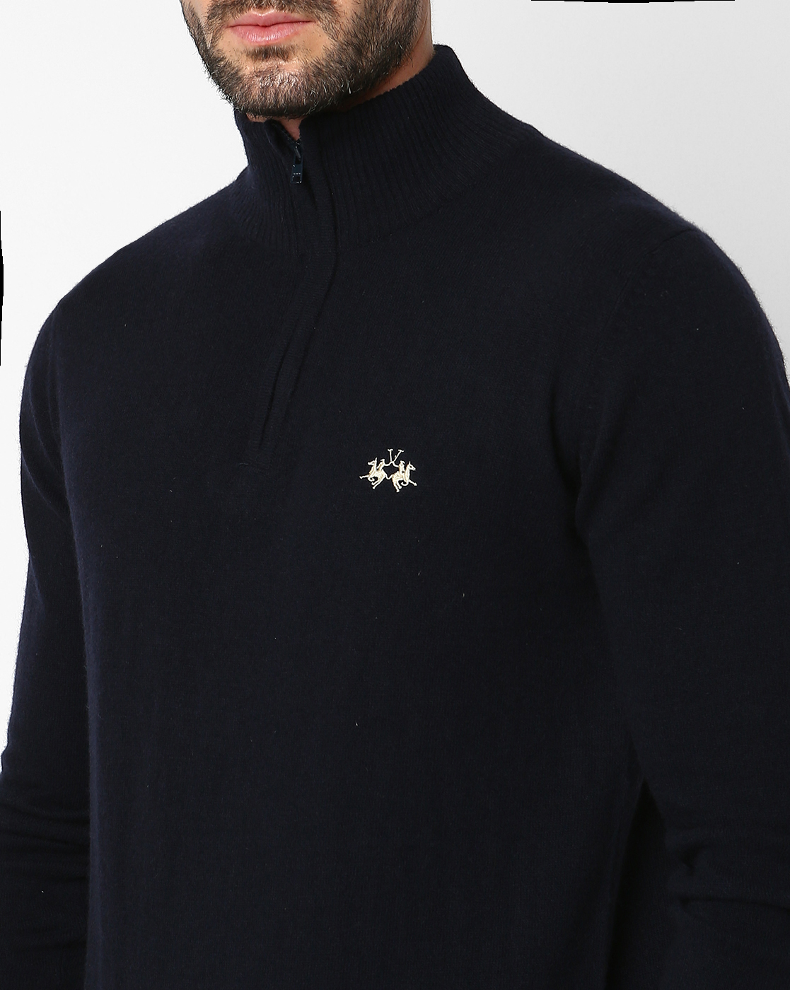 La Martina Men's Long-Sleeved High-Neck Lambswool Solid Sweater