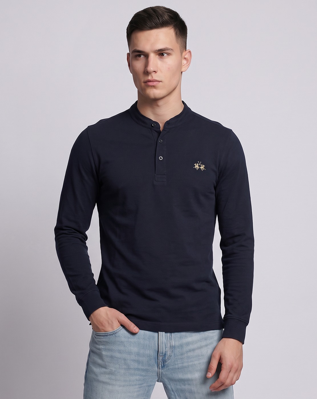 La Martina Men's Full Sleeve Cotton Polo T-Shirt