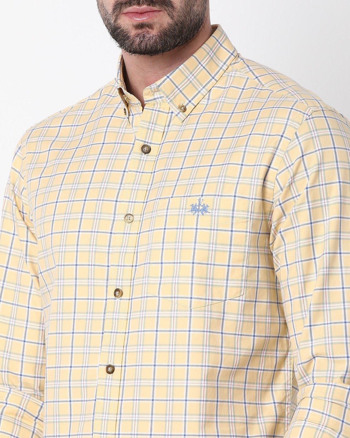 La Martina Men's Cotton Checkered Long Sleeve Shirt