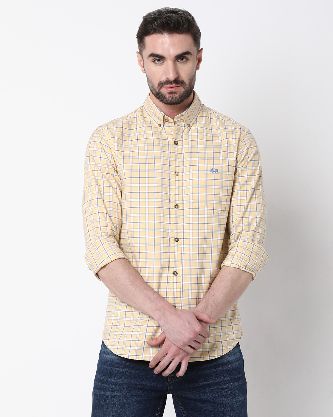La Martina Men's Cotton Checkered Long Sleeve Shirt