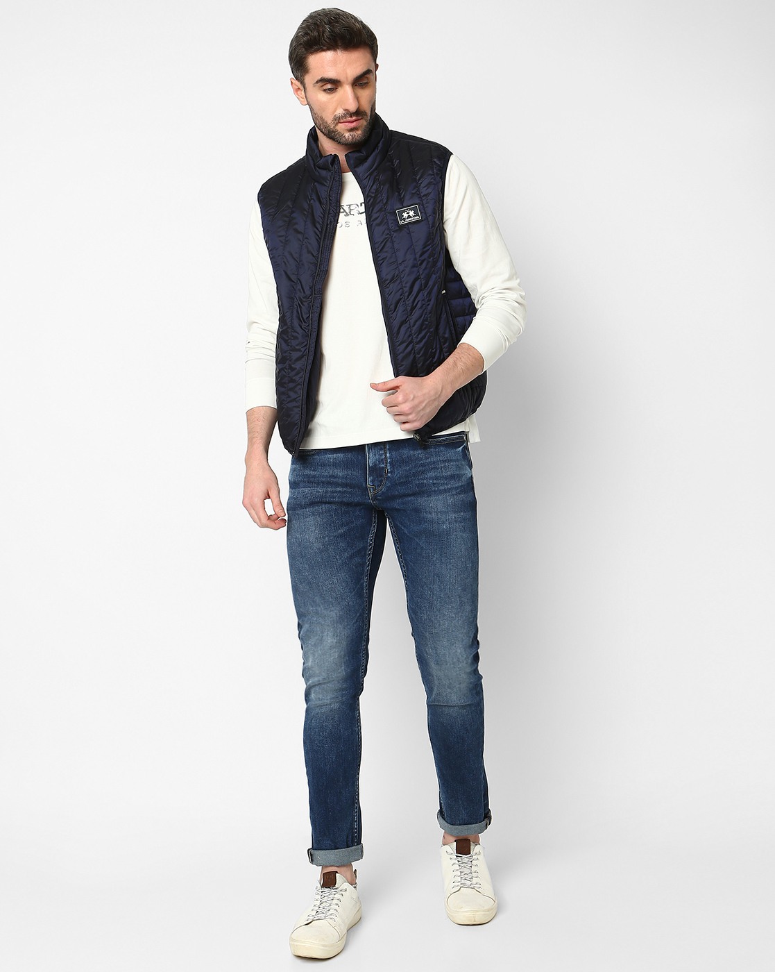 La Martina Men's Gilet Jacket With Full Zip & High Neck