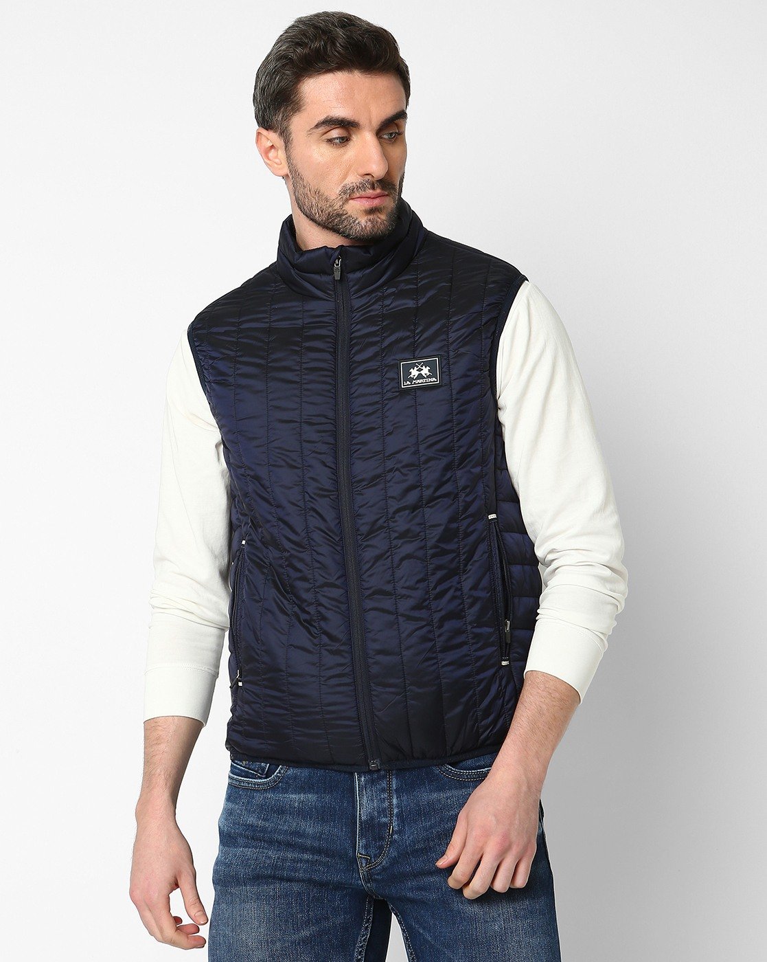 La Martina Men's Gilet Jacket With Full Zip & High Neck