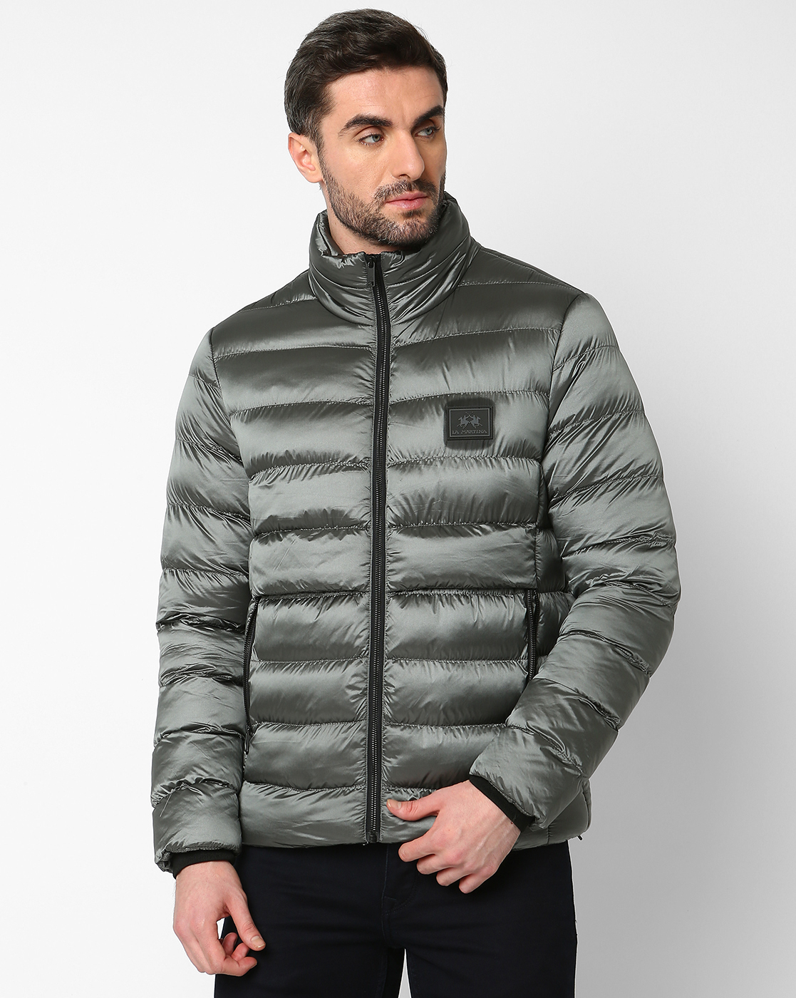 La Martina Men's Long-Sleeved Nylon Puffer Jacket With Metallic Shade