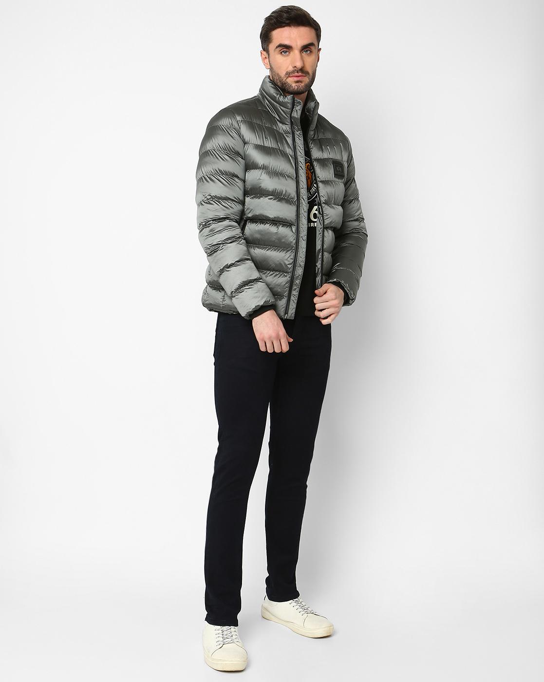 La Martina Men's Long-Sleeved Nylon Puffer Jacket With Metallic Shade