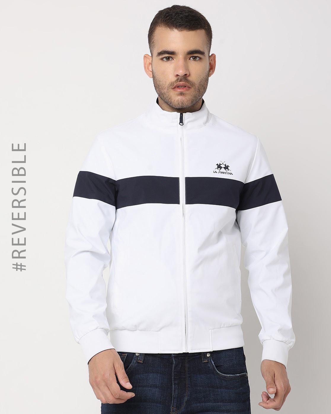La Martina Men's Long-Sleeved Reversible Bomber Jacket