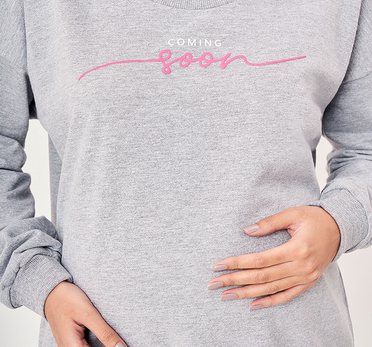 Ed-A-Mamma  Women Chest Printed Full Sleeves Sweatshirt -Grey