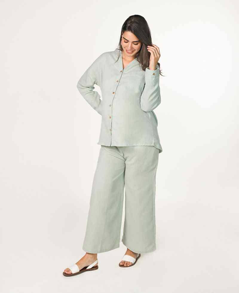 Maternity Nursing Top With Pants Coordinate Set-Grey