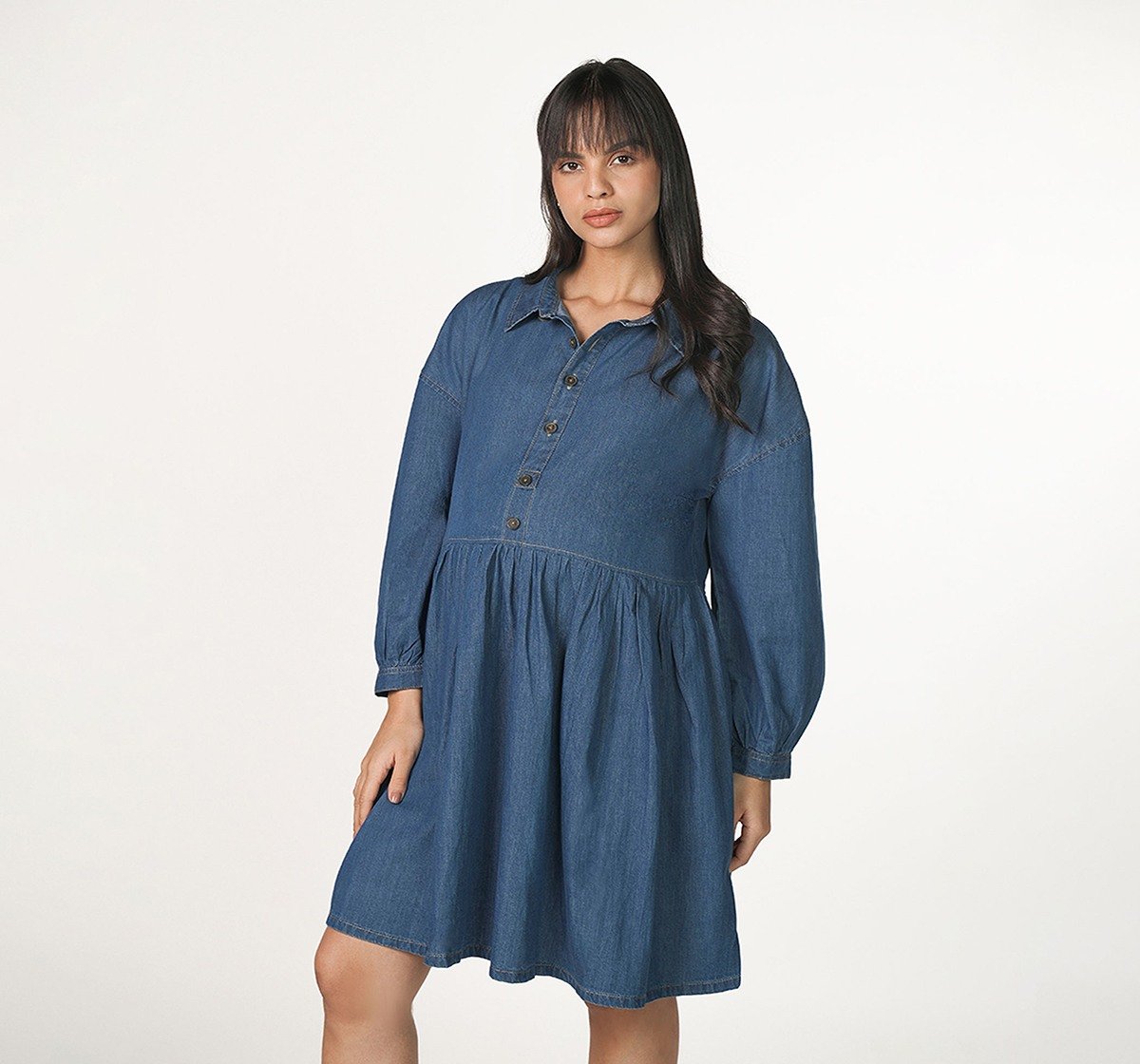 Front Open Denim Dress