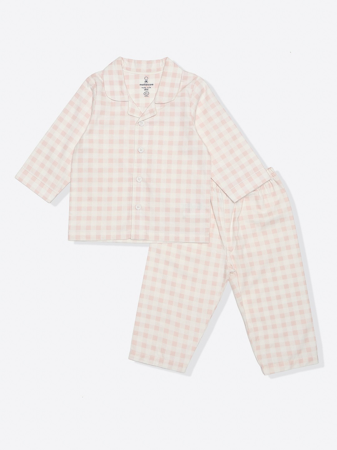 Mothercare Girls Checked Clothing Set Pack of Shirt & Pyjamas Set White