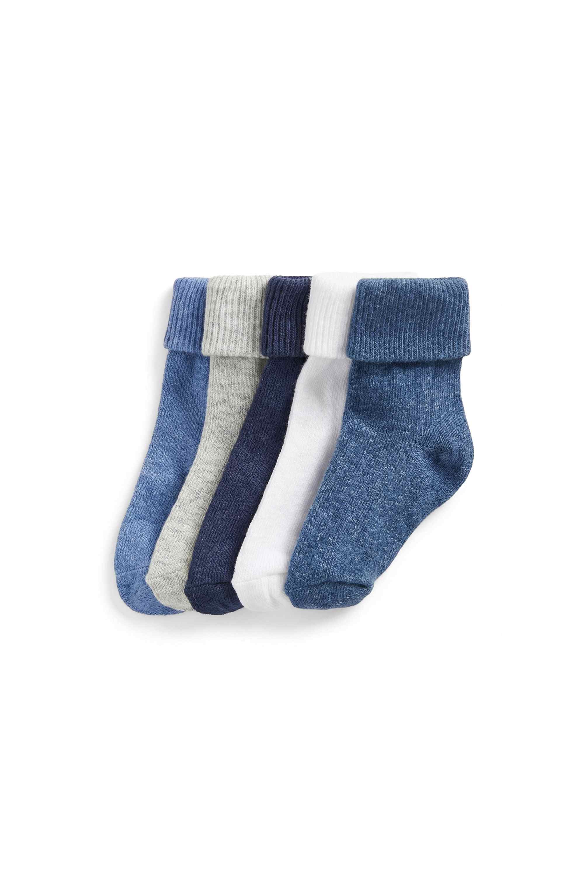 Mothercare Boys Turn - Over - Top Socks - Pack of 5 - Blue/Grey