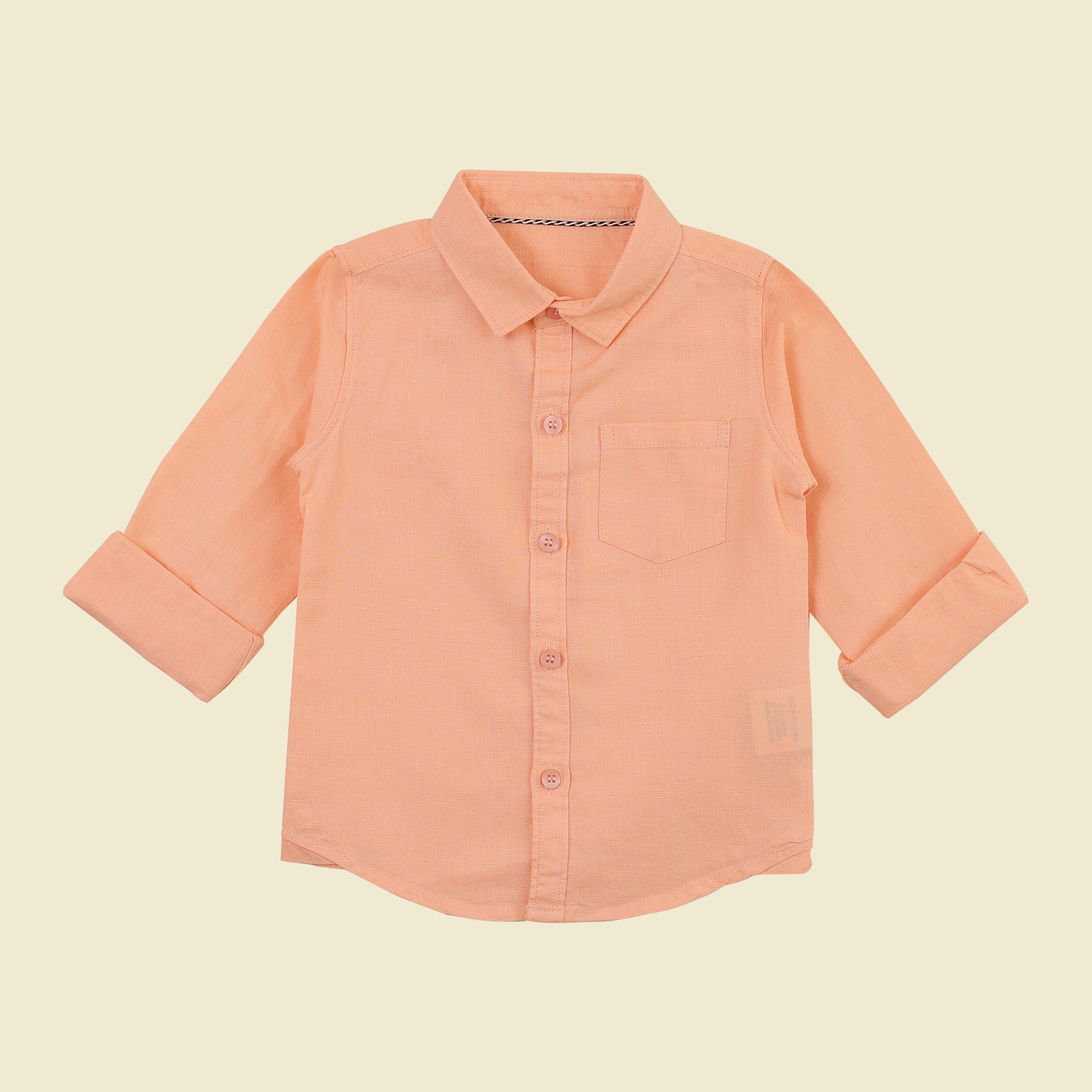 White Nursery Boys Cotton Linen Shirt - Peach