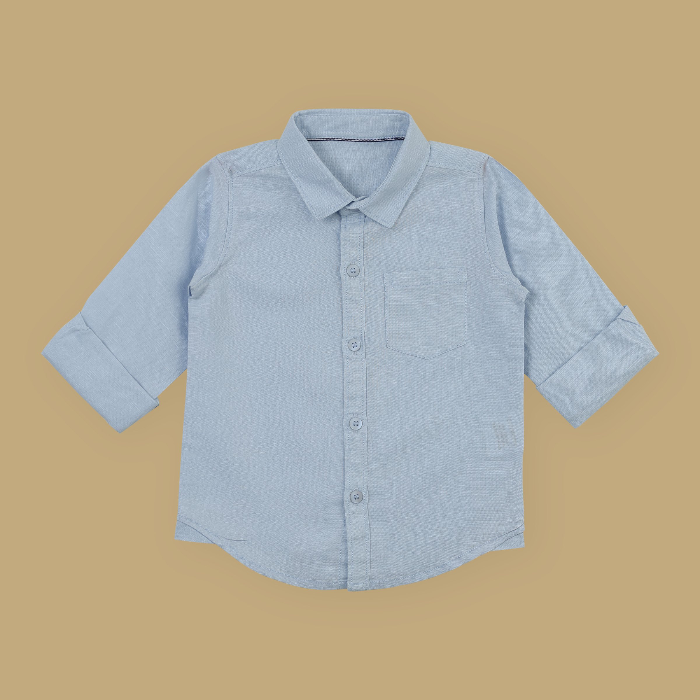 White Nursery Boys Cotton Linen Shirt - Blue